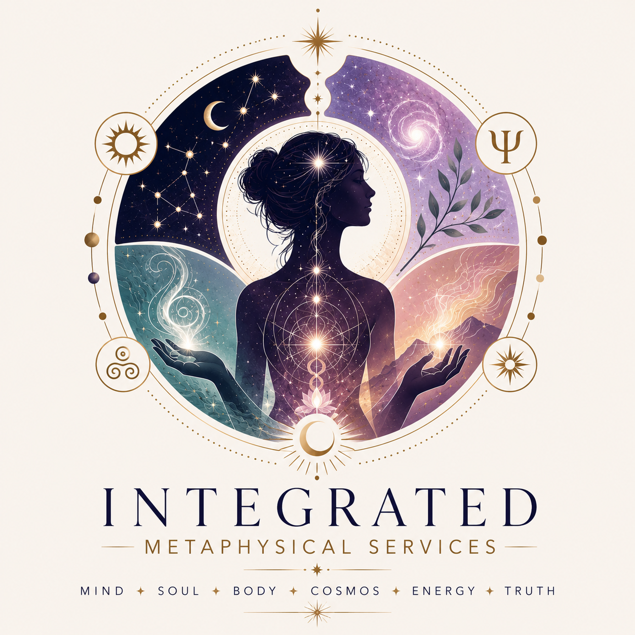 Integrated Metaphysical Services cosmic wellness logo